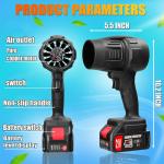 Cordless Leaf Blower Portable Dust Cleaner Handheld 500000RPM Compressed Air Duster, Electric Blower with 2 Battery and Charger&justable Speed for Lawn Care,Patio Cleaning,Drying,Camping