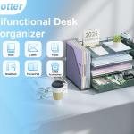 gianotter 4-Tier Desk Organizer with Drawers, File Holders, Letter Trays and Pen Holders - Workspace Accessories for Office Supplies (Green)