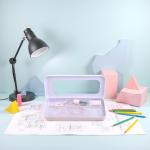 7Pcs Pink Compass Protractor Set with Portable Box Geometry Drafting Tools Set Multi-Purpose Math Drawing Rulers for Boy Girl Drafting Tools and Drafting Kits