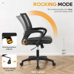 BestOffice | Ergonomic Office Chair | Mid-Back Swivel Desk Chair | Breathable Backrest & Lumbar Support | justable Height | Sponge Seat | Rolling Wheels | Dark Black | for ults & Women