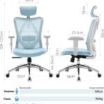 SIHOO M18 Ergonomic Office Chair, Computer Desk Chair with justable Herest and Lumbar Support, High Back Executive Swivel Chair for Home Office (Light Blue)