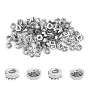 MroMax 10#-24 K-Lock Nuts, Silver 304 Stainless Steel Keps Lock Nuts for Hardware Fastening Accessories in Machinery, Furniture, Electrical Appliances, 100Pcs