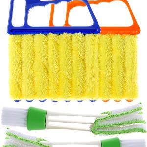 4Pcs Window Venetian Blind Cleaner Duster Tool,Washable 7 Fingers Dusting Cleaner and Air Vent Cleaner,Shutter Brush,Blinds Air Conditioner Keyboard Fan Duster Dirt Housekeeping Tool