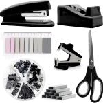 sportsvoutdoors Black Desk Accessories, Black Office Supplies, Stapler and Tape Dispenser Set, Black Desk Accessory Kit, Gift for Students, Women, Coworkers, Boss Ly, Office Clerks