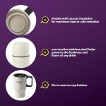 Mr. Coffee 4-Piece Insulated Drinkware Set — Stainless Steel Thermos, Travel Mug with Handle, Cup & Lid for Hot & Cold Drinks - Linen White