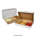 AmerCareRoyal Full Pan Corrugated Catering Box - Secure Stackable Food Delivery Container, Bakery Cardboard Food Storage Boxes, 21” x 13” x 3”, White, Case of 50