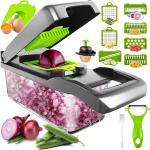 14 in 1 Multifunctional Food Chopper - With Vegetable Peeler, Slicer, Dicer, Cutter for Onion, Carrot, Cucumber - Grey
