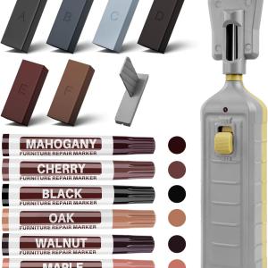 Vinyl Hardwood Floor Repair Kit - 12 Colors Laminate Floor Wax Wood Furniture Touch Up Marker Restore Any Scratches, Stains, Cracks, Hole for Floor, Door, Cabinet
