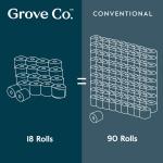 Grove Co. Bamboo Toilet Paper Tree Free & Septic Safe Bath Tissue, Ultra Soft, Durable, & Absorbent 3 Ply Sheets (1 Roll = 44.4 sq ft) Bulk Toilet Paper (Pack of 18 Rolls)