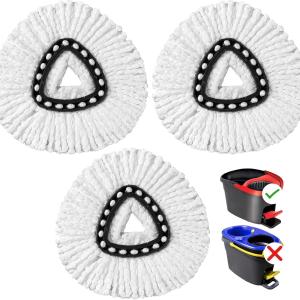 HOMEXCEL Mop Replacement Hes Compatible with O-Cedar EasyWring Spin Mops 3 Pack-Washable Microfiber Spin He Refills-Easy Cleaning Mop He Replacement