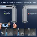 Industrial Endoscope Borescope Camera with Light, 4.3'' HD Digital Handheld Waterproof Sewer Tools Snake Inspection Camera with 8 LED Lights 16.5FT Semi-Rigid Cable, Ggets for Men