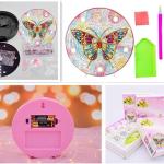 DIY Diamond Painting Lamp with LED Lights Full Drill Crystal Drawing Kit Bedside Night Light Arts Crafts for Home Decoration or Christmas Gifts 6.0x6.0inch (Butterfly-B)