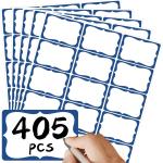 CATIFLIN 405 Pcs Name Tag Stickers 3x2 in, Blank Waterproof Self-hesive Labels, Easy Peel Write-On Tear-Resistant, for Clothing Classroom School Office Parties, White/Blue Border