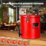 8 Gal Insulated Beverage Dispenser, Commercial Cold & Hot Drink Dispenser with 304 Stainless Steel Interior and Spout, Portable Water Jug for Camping, Party, Commercial Catering