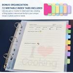 30 Pcs 5.5x8.5 Thick Plastic Sleeves, Fit Standard A5 Paper for 6 or 3 Ring Mini Binder (8.5x9.5 Covers) Top-Loing Pocket Protector Sheets Photo Sleeves with 12 Index Tabs, Recipe Binder Card Sleeve