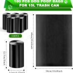 Dog Waste Bags for 15L Dog Poop Trash Can, 5 Pack Rolls Totaling 100 Bags, Black, Unscented