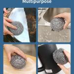 6Pcs Steel Wool Scrubbers - Flexible Scrubber Ps for Cleaning Dishes, Pots, Pans, Grills and Sinks