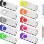 (Not 128GB) ABLAZE 128MB Flash Drive 10 Pack, USB 2.0 Memory Stick with Lanyards Swivel Thumb Drives Bulk 128MB Pendrive U Disk for Data Storage (Mixcolors)