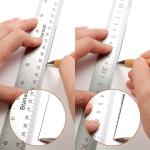 24 Inch Metal Ruler, Stainless Steel Straight Edge Ruler with Cork Backing, Non-Slip Imperial & Metric Measuring Tool for School, Office, Woodworking, Drafting