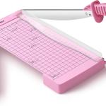 Firbon 12" Guillotine Paper Cutter with Hidden Ruler, Compact Heavy Duty 12-Sheet Capacity Trimmer for Cardstock, Photos, Scrapbooking, Office, Classroom, Studio (Pink)