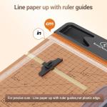 12 Inch Heavy Duty Paper Cutter, Wood Guillotine Paper Cutter & Paper Trimmer, 30 Sheets Capacity Paper Cutting Board for Classroom, Crafting, Cardstock Black