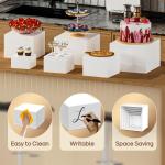 6 PCS Buffet Risers, Large Food Risers for Buffet Table, Display Stand Shelf for Party, Catering, Jewelry & Collectibles, White Acrylic Nesting Boxes for Food Display (10" 9" 8" 7" 6" 5")