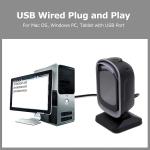 TEEMI Handsfree 2D QR Desktop Barcode Scanner, 1D Handheld Automatic Omnidirectional USB Reer CMOS Image Sensor, Wall Mountable Large Scanning Window Capture Screen Codes, TMSL-72