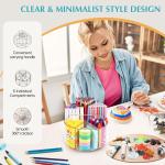 Large Acrylic Pen Holder for Desk, 6 Slots 360-Degree Rotating Pencil Holder Marker Organizer for Kids, Cdy Art Supply Organizer Crayon Organizers for Office School