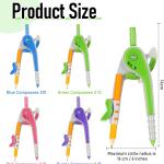 Zonon 60 Pcs Student Math Geometry Compass Tool Classroom Set Bulk 6 Inch Bright Colored Plastic Drawing Compass with Pencils Back to School Supplies for School Home Office