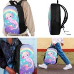Showudesigns Galaxy Axolotl Backpack for School Aesthetic Kindergarten Elementary Middle School Bag with Lunch Box Pencil Case for Kids Rucksack Cute Animal Rainbow Star