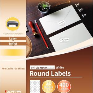 Customizable Round Labels 1.5 Inch,400 White Matte Stickers,Printable Label for Business Logo,Jars,dress and Office Use
