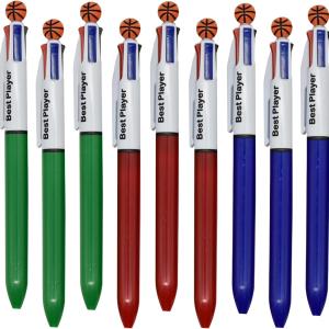 Maydahui 12 PCS Multicolor Basketball Ballpoint Pen Retractable 4 in 1 Colored Pens Cool Ball Sports Pen 4 Color Pens for School Students Party Office Basketball lover