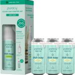 Puracy Dish Soap Clean Can Bundle - Starter Set and 3 Pack Refill, Non-Toxic Dish Soap Plant-Powered Dishwashing Soap, Natural Dish Soap Liquid - Green Tea & Lime and Organic Lemongrass