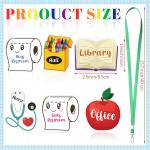 6 Sets Acrylic Back to School Hall Pass Lanyards Unbreakable School Passes Set for Teachers Cute Classroom Passes for Bathroom, Office, Library and Nurse Classroom Supplies(Cute)