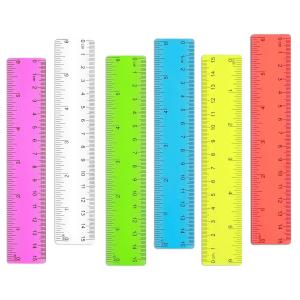 Rulers 6 Inch, 6 Count Colored Clear Rulers Small Ruler for Kids Plastic Ruler Centimeters and Inches for Home Office Classrom Students School Supplies
