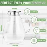 SUSTEAS 2.2 Liter 75oz Glass Pitcher, Water Pitcher with Lid And Wide Handle, Easy Clean Juice Jug for Fridge, Beverage Carafe for Cold/Hot Water, Iced Tea, 1 Long-Handled Brush Included