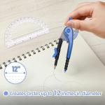 YOOUSOO Compass and Protractor Set, Student Geometry Math Set, Drawing Compass and 6 Inch Clear Swing Arm Protractors 180 Degree Math Protractor, Back to School Supplies
