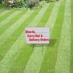 Fastasticdeals Weatherproof Yard Sign Dine-in, Carry-Out & Delivery Orders Red Food Bar Restaurant Lawn Garden 18x12 Inches 2 Sides Print