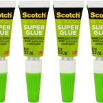 Scotch Super Glue Gel, 4-Pack of Single-Use Tubes, .017 oz Each, Fast Drying, No Run Gel Formula (AD119)