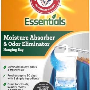 Arm & Hammer Essentials Hanging Moisture Absorber and Odor Eliminator, 17.5 oz., 3 Pack, Linen Fresh, Moisture Absorbers for Closets, Laundry Rooms and Bedrooms, Long-Lasting Freshness