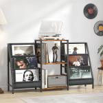 Bikoney Record Player Stand - 6-Tier Vinyl Record Storage for Up to 280 Albums, Holder for Living Room