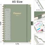 AHGXG 2026 Planner, Weekly and Monthly, 2026 Calendar, Jan 2026 - Dec 2026, Hardcover with Monthly Tabs, 100 GSM Thick Paper, for Women School Home Office Supplies, 6" X 8.38", Sage Green