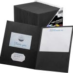 FILE-EZ Two-Pocket Folders, Black, 125-Pack, Textured Paper, Letter Size (EZ-32405)