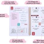 Undated Weekly Planner with Habit Tracker, 52 Weeks To Do List Notebook A5 Weekly Goal Planner with Spiral Binding & Stickers Home Work School Supplies for Women Girls 8.2" x 5.7" - Pink
