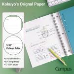 KOKUYO Spiral Notebook, 3 Pack Campus 10-1/2" x 8" Subject Notebooks with College Ruled, 80 Sheets, Pink Blue Green 3 Holes School Spiral Journal for Work Study Note Taking (WSG-SU-400G1×3)