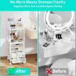 HapiRm Makeup Organizer Storage Cart - Floor Skincare Make Up Storage with 4 Drawers, Rolling Makeup Cart Vanity Organizer Cosmetics Display Cases Holder for Skin Care Perfume Nail Polish