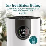 Homedics 2-in-1 Cool Mist Humidifier & Air Purifier – Humidifies & Purifies Air, Digital Air Quality Sensor, Auto Mode, Stylish Tower Design, Ideal for Medium-Large Rooms