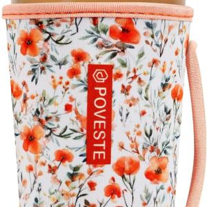 Reusable Neoprene Insulator Sleeve for Iced Coffee & Cold Soda, Coffee Sleeves for Iced & Hot Drinks, Cold Beverage Cooler Compatible with Starbucks, Dunkin (Flower Power, Large: 32oz)