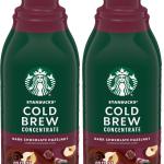 Starbucks Cold Brew Coffee Concentrate, Naturally Flavored Dark Chocolate Hazelnut, Multi-Serve Bottle (32 Fl Oz) (Pack of 2)