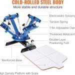 VEVOR Screen Printing Machine, 4 Color 1 Station 360° Rotable Silk Screen Printing Press, 21.2x17.7in / 54x45cm Screen Printer Press, Double-Layer Positioning Pallet for T-Shirt DIY Printing